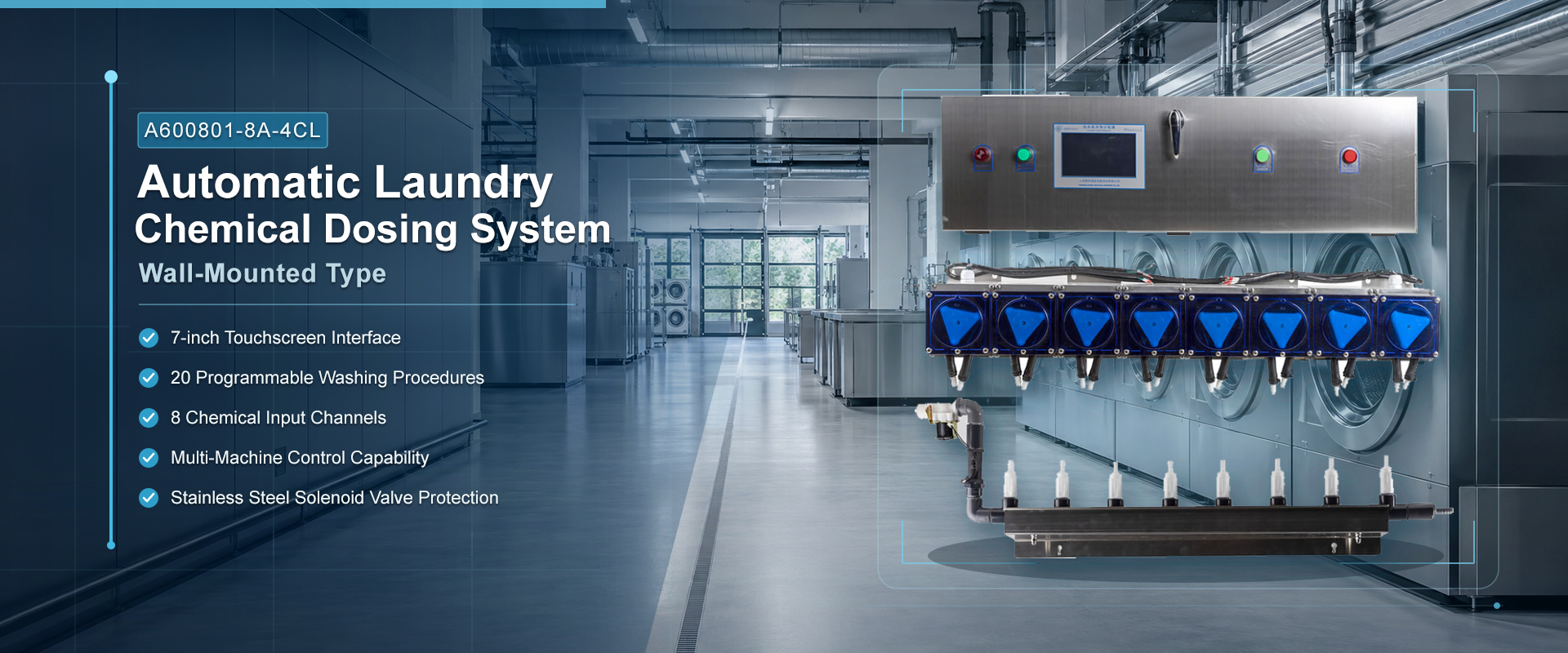 Commercial Laundry Chemical Dosing System A600801-8A-4CL